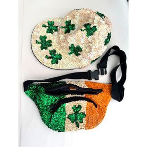 Saint patrick Crossbody bag and hat cap combo sequins festive party women